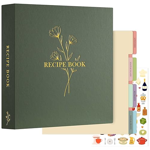 Lanpn Recipe Binder - 8.5x11, Waterproof, 60 Sleeves, 8 Dividers,