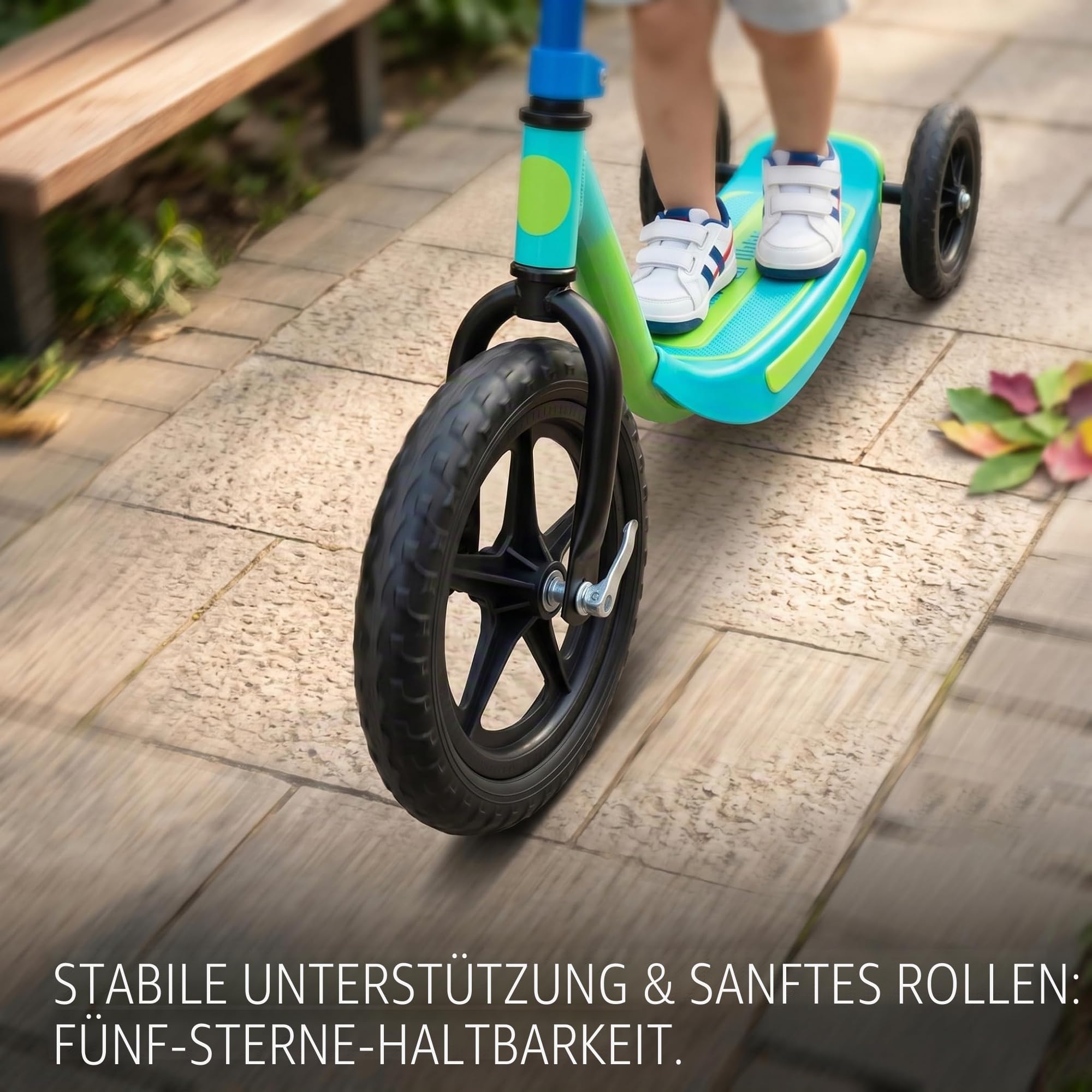 2er-Pack 12-Zoll-Laufradräder, inflationsfreies Kunststoffreifen-Set mit Fünf-Stern-Nabe, Schwarz, Ersatzräder für Kinder-Laufräder