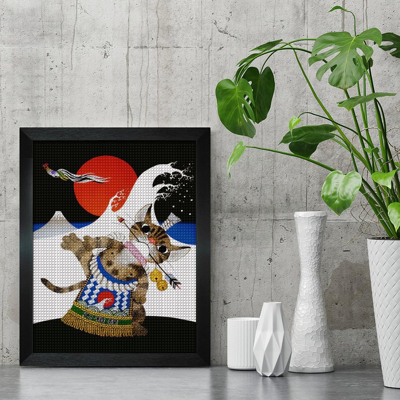 Amazon.co.jp: 藤城清治 猫の相撲とり ダイヤモンド画 5D