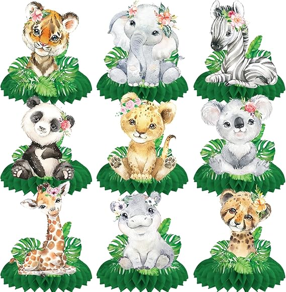 10Pcs Jungle Animal Centerpieces Safari Baby Shower