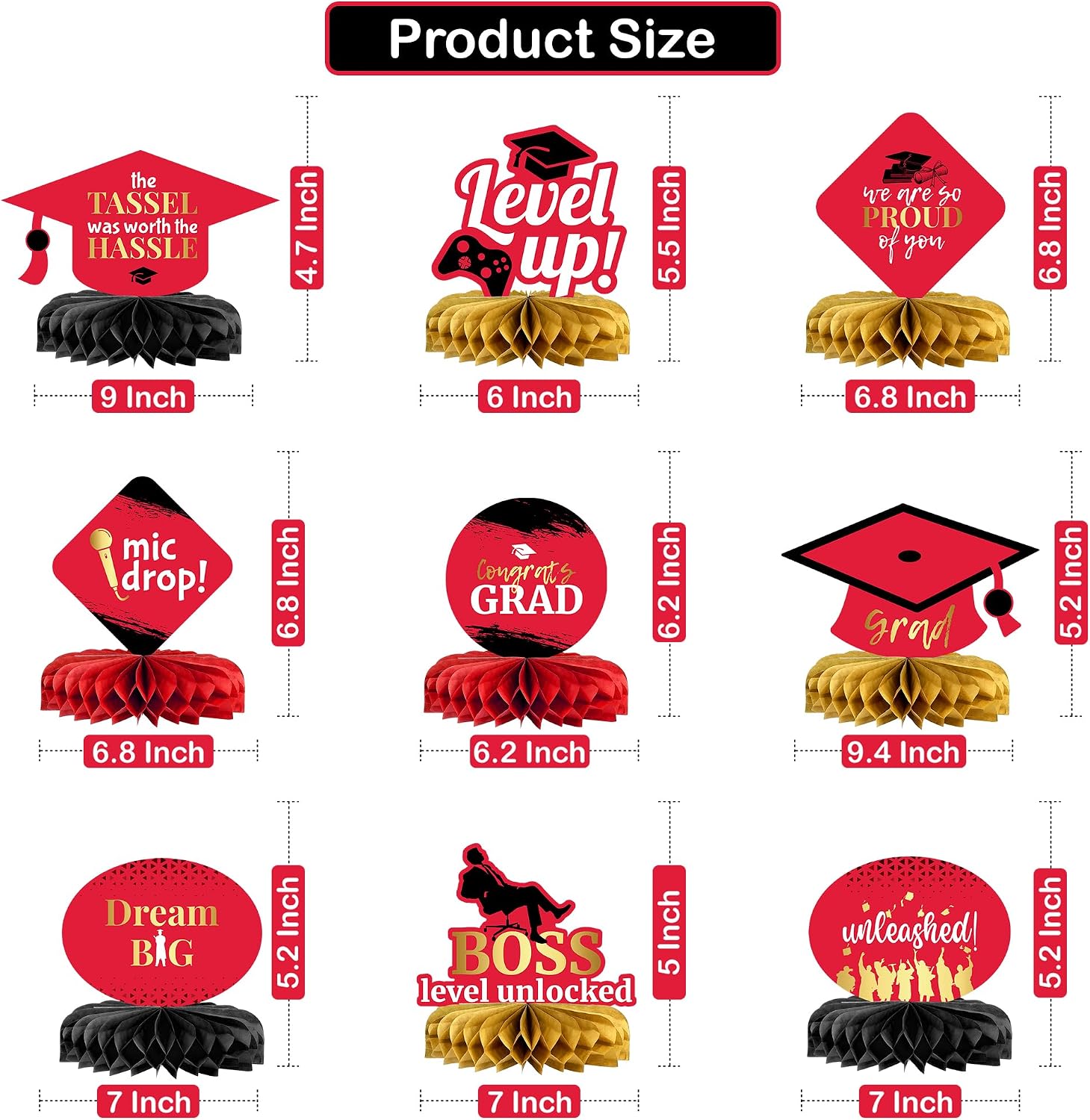 KatchOn, Black and Red Graduation Tablecloth 2024 | Pack of 12 | Red and Black Graduation Centerpieces for Tables 2024 | Red Graduation Decorations Class of 2024 | Red Graduation Decorations 2024