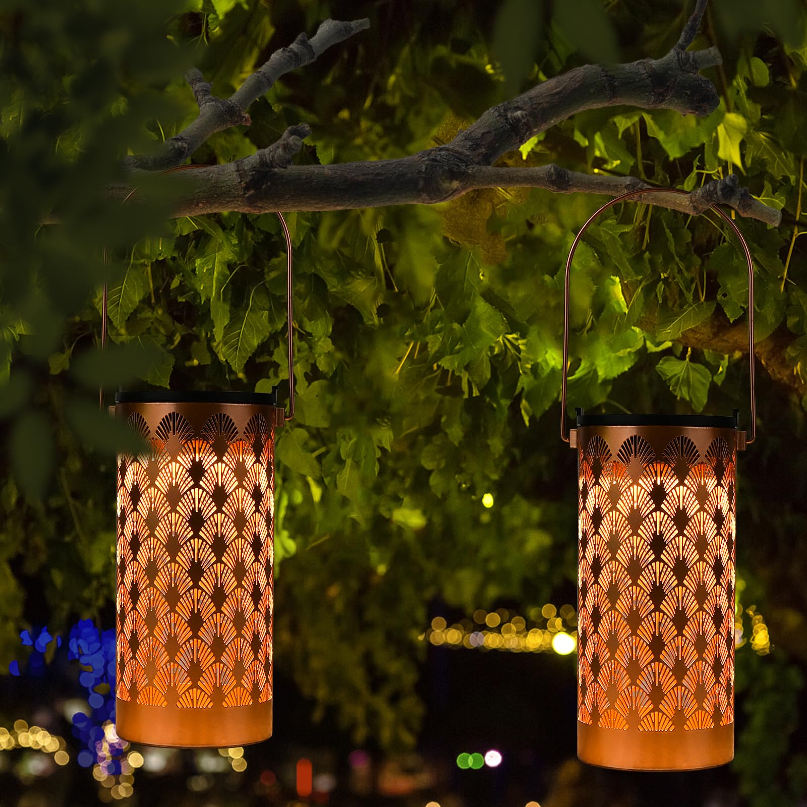 Lanterne Solari Da Esterno 2 Pezzi - IP65 Impermeabili, Con Motivi Floreali, Per Giardino O Terrazzo - Foto 9