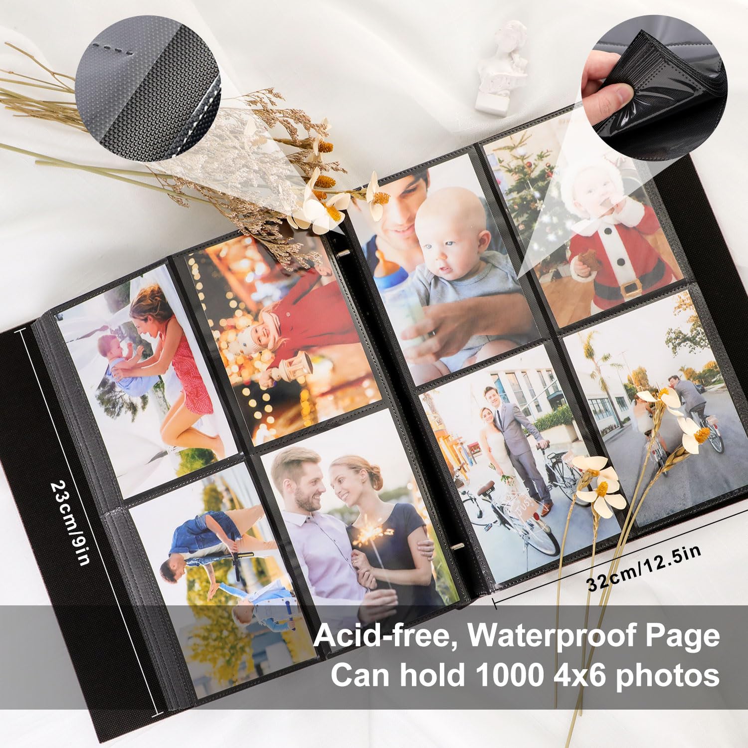 Lanpn Photo Album 10 x 15 cm 1000 cm Large Linen Photo Album Vertical Photo Frame 10 x 15 cm Pocket Pockets Purple - Image 4