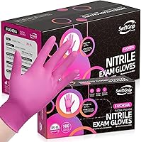 Vista 10 de Guantes de nitrilo sin polvo, 3 mil, guantes de nitrilo desechables, sin látex, sin polvo, rosa/fucsia
