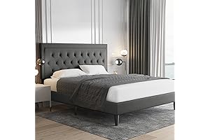 Allewie Upholstered Platform Queen Bed Frame with Adjustable Headboard