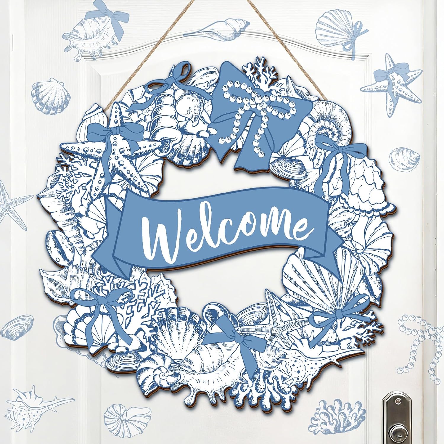 Amazon.com: Jetec Ocean Welcome Wood Wreath 12 Inch Large Wooden ...