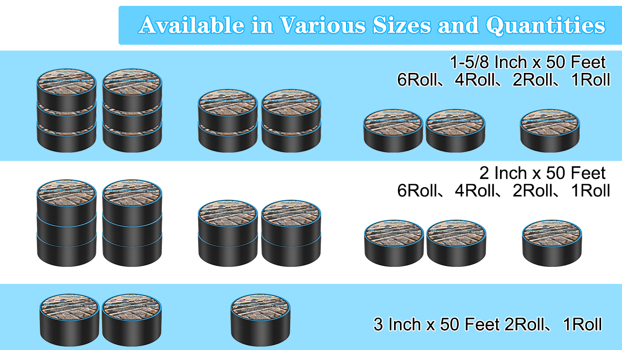 Image of Oududianzi Deck Joist Tape, 1-5 /8 inch x 50' Joist Tape for Decking, Waterproof Seal Antiseptic Butyl Joist Tape,Self-Adhesive Flashing Joist Tape for Wood Decks Beams Roof (2 Roll)