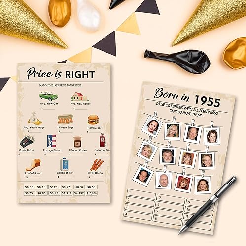 Miniatura 5 de Juegos de fiesta de cumpleaños número 70, juego de 2 actividades para 15 invitados, paquete de juegos nacidos en 1953, suministros de fiesta de