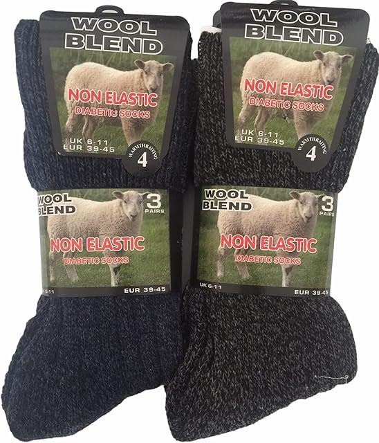 6 PAIR MENS LOOSE TOP WORK SOCKS WOOL BLEND NON ELASTIC TOPS SIZE 6-11