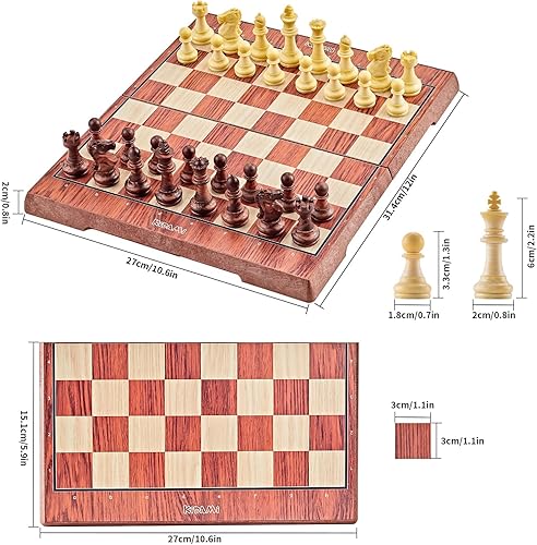 Miniatura 5 de Ajedrez magnético plegable para viajes de Kidami ligero con los bolsos portátiles de almacenaje fácil de llevar 124 x 106 x 08 pulgadas