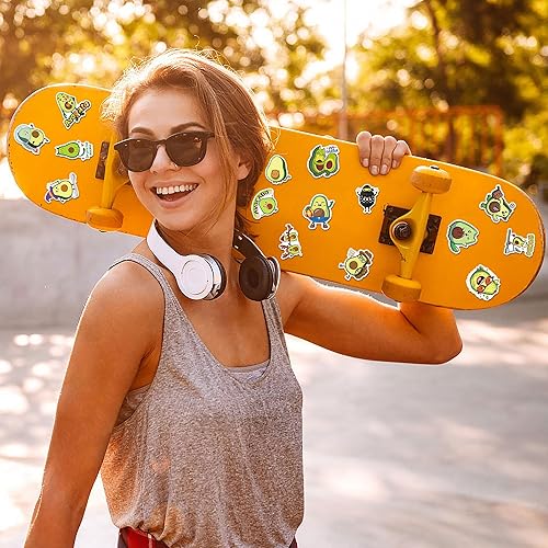 Miniatura 4 de Dorgua 100 calcomanías de aguacate, calcomanías de vinilo de aguacate no repetitivas, lindas calcomanías de aguacate impermeables para botella de