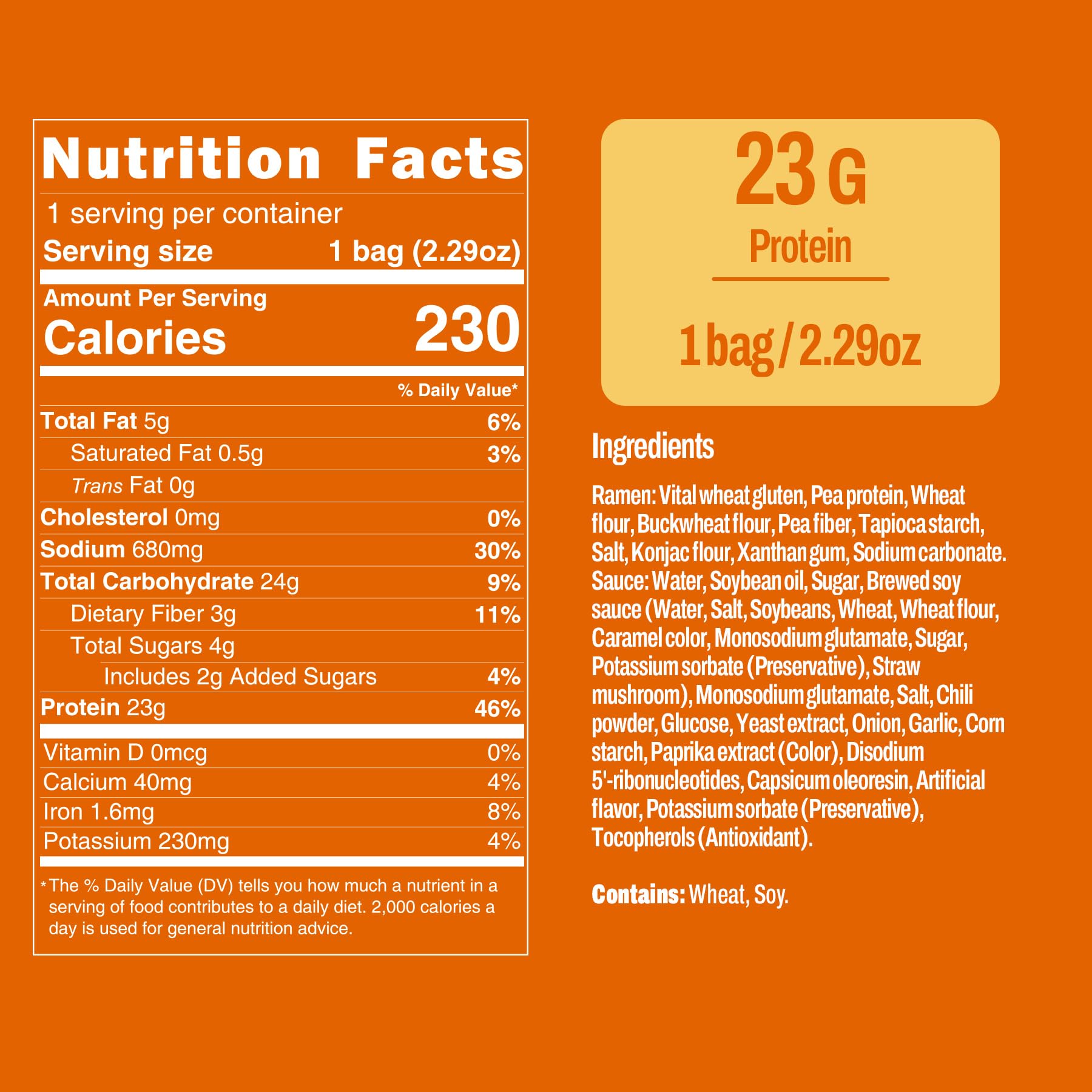 KONJOY High Protein Ramen Noodles - Hot Spicy Chicken Flavor, 23g Plant Based Protein, Low Fat & Non Fried, Non-GMO, Vegan Instant Noodles, 5 Pack
