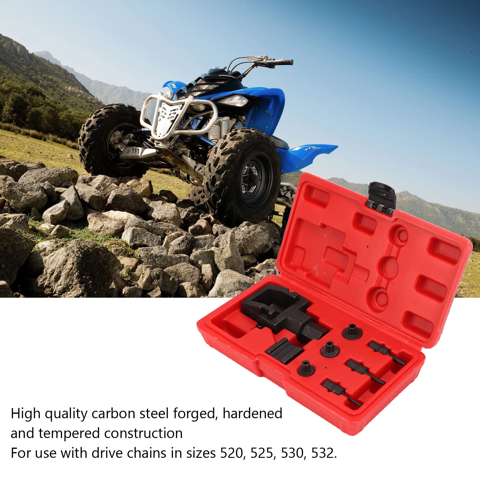 Motorrad Kettentrenner Set, 8 Stück Motorradketten Kettenunterbrecher Nietwerkzeug, Reparatursatz Ketten Trennwerkzeug Entferner Kettentrenner Werkzeugsatz für 520 525 530 532 Antriebsketten