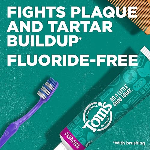 Miniatura 9 de Tom's of Maine Pasta de dientes antiplaca y blanqueadora, sin flúor, hinojo, paquete de 3, 4.5 onzas