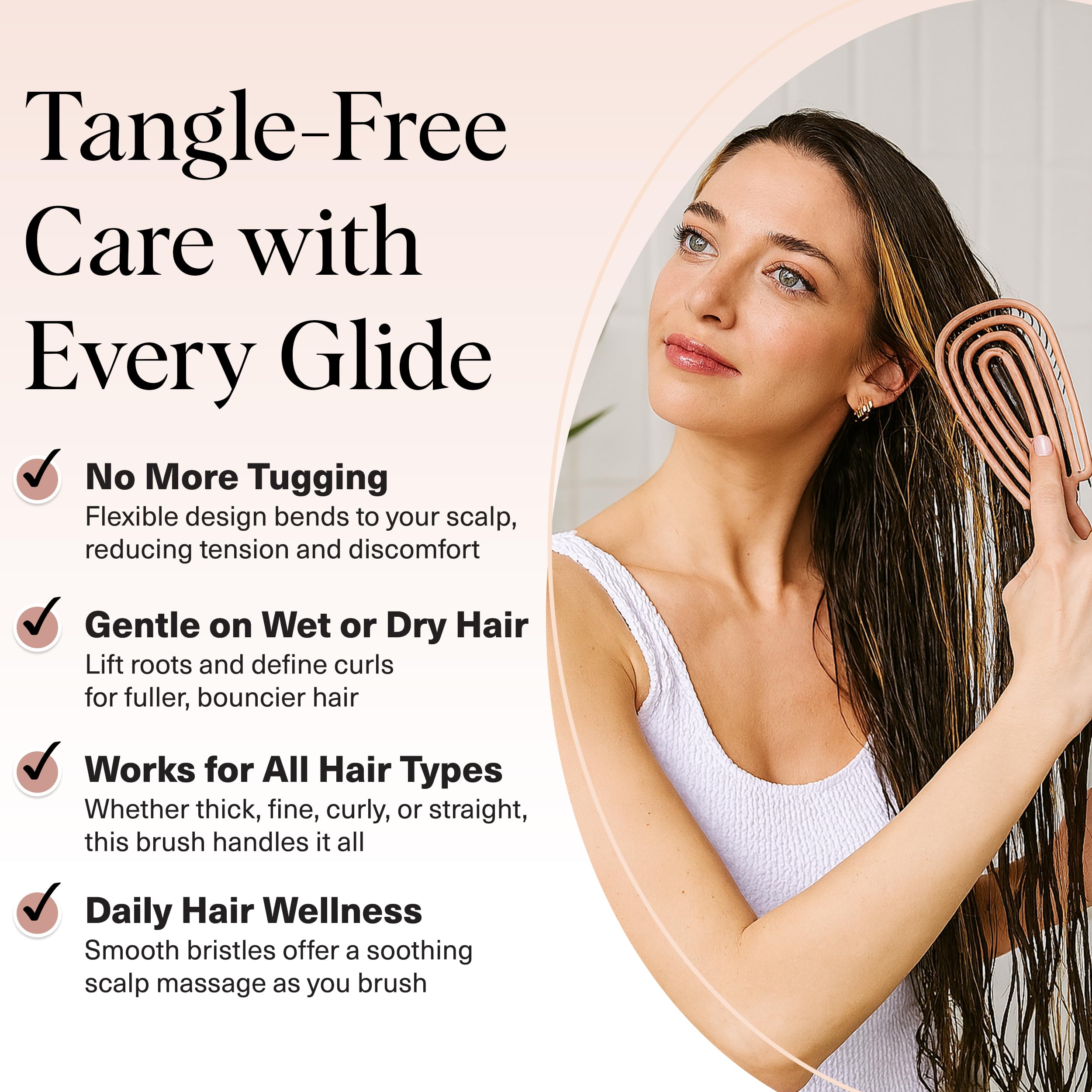 Kitsch Detangler Brush – Flexible Curly Hair Brush for Women, Men & Kids | Detangling Hairbrush with Bendable Frame and Ultra-Smooth Bristles for Wet or Dry Strands - Terracotta