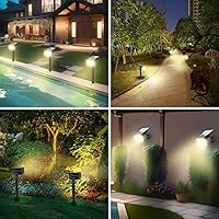Vista 7 de Focos solares para exteriores, impermeables, IP65, paquete de 2 focos de paisaje con 46 LED, 3 modos de encendido y apagado automático, luces