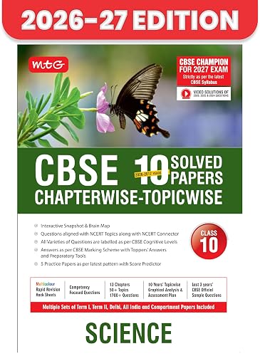 MTG CBSE Class 10 PYQs Book | 10 Years (2026-2017) Chapterwise Topicwise Solved Papers Science - CBSE Champion For 2027 Exam | Free Video Solution of PYQs | CBSE Sample Paper (As Per Latest Pattern)