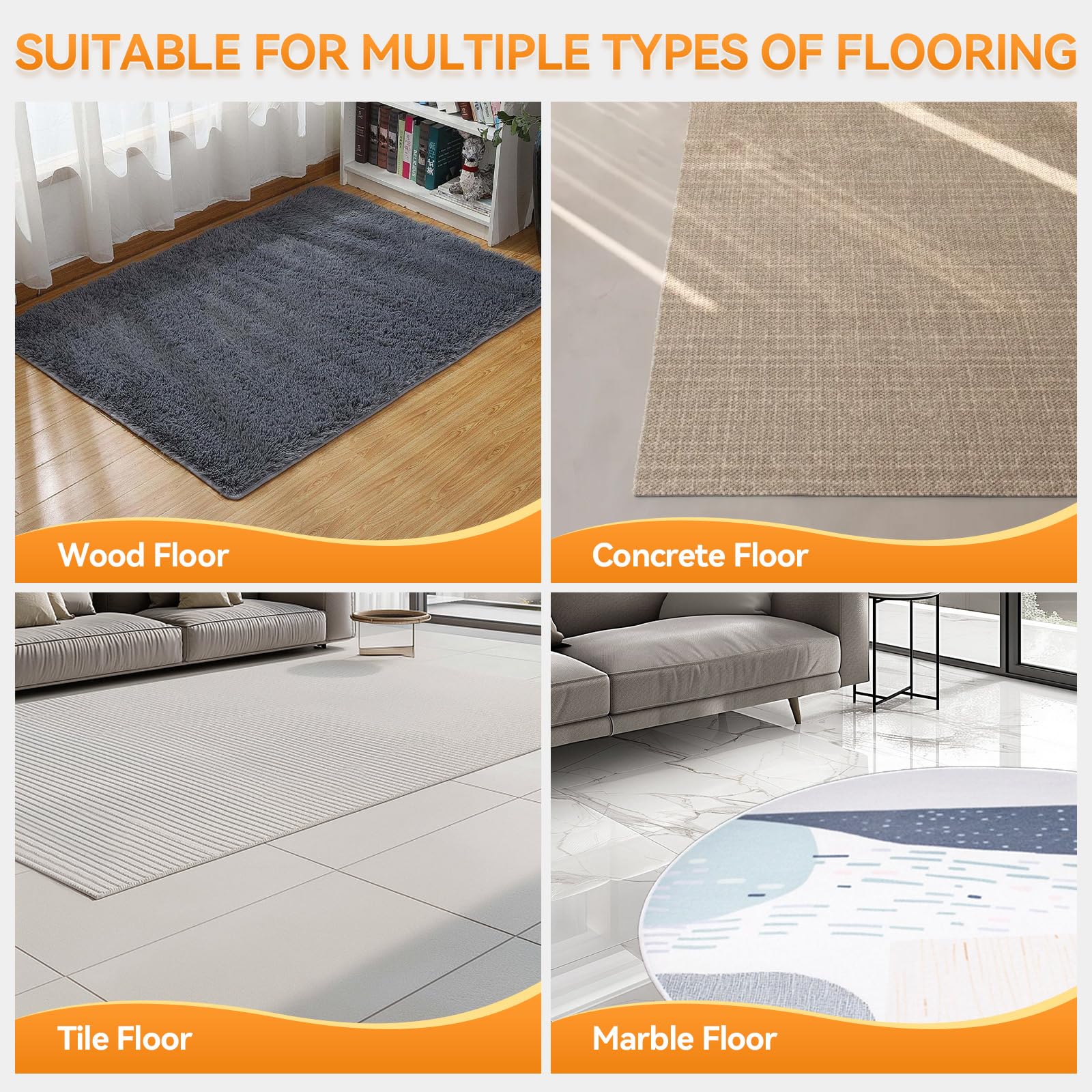 Lot de 12 rubans adhésifs antidérapants pour tapis en bois dur et carrelage, réutilisables pour tapis, autocollants double face pour garder les coins plats
