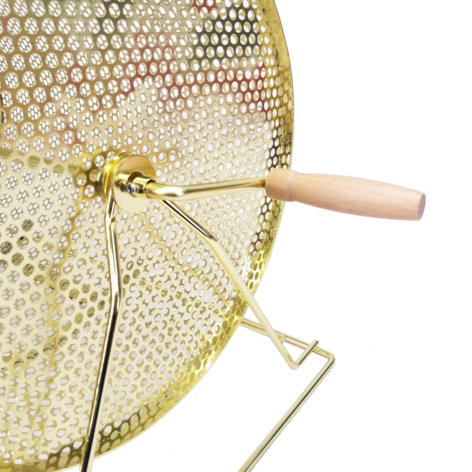 Suteck Tambor de rifa chapado en latón de 11 x 8 pulgadas, boletos giratorios de lotería con mango giratorio de madera para fiesta de boleta de casino, bingo, gran capacidad para