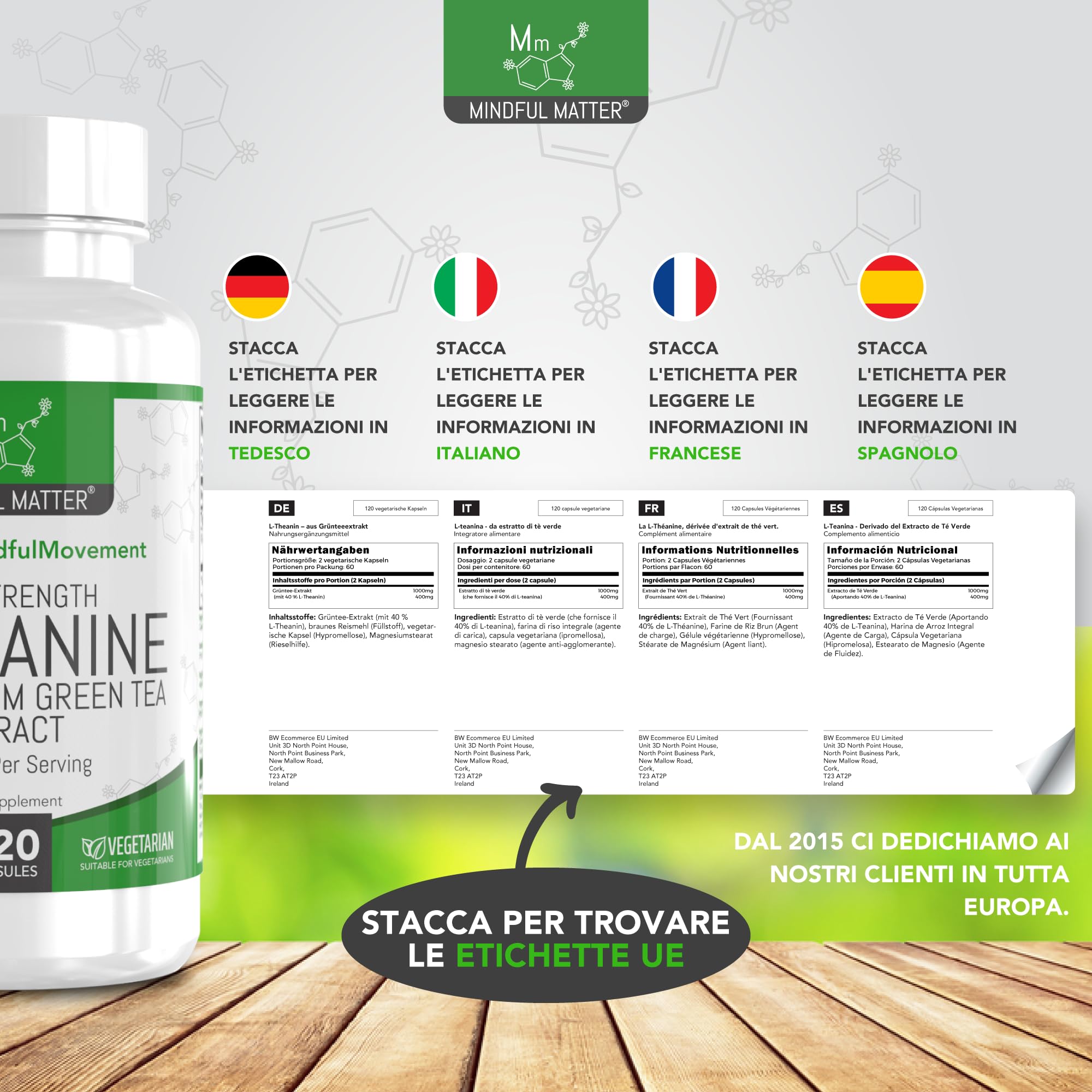 MM Teanina | 400mg di L Theanine per Dose | L Teanina Integratore ad Alta Potenza - 120 Capsule di L-Theanine da Tè Verde - | Non-OGM, Senza Glutine e Allergeni | Prodotto nel Regno Unito