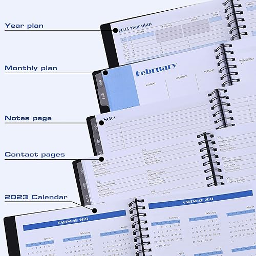 Miniatura 5 de ELECKEY Agenda 2023 agenda diaria semanal y mensual de 65 x 85 pulgadas agenda 2023 con plan anual pestañas mensuales gastos mensuales y notas