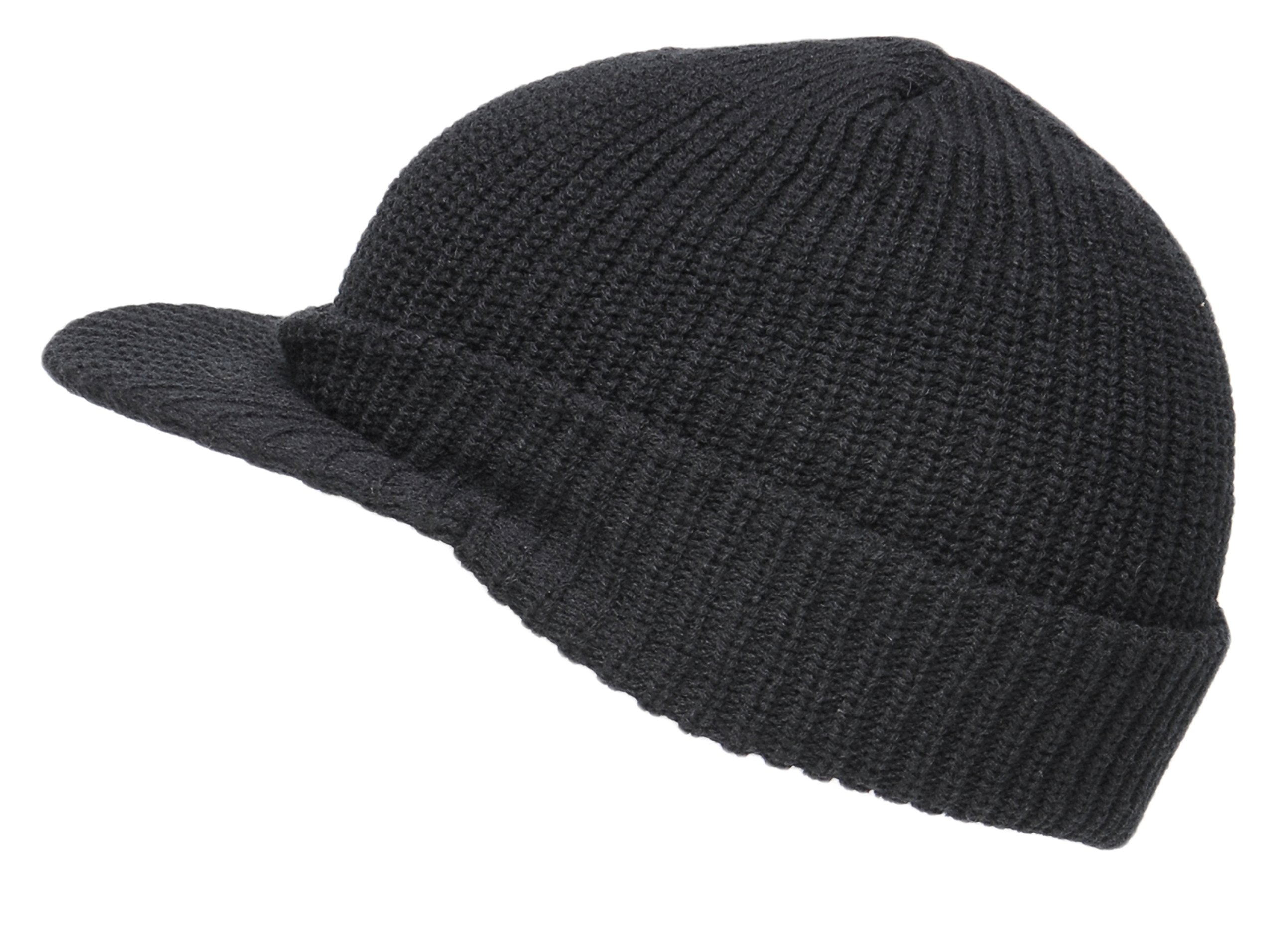 Black US Army Style Cadet Peaked Beanie Cap Knitted Winter Peak Beanie Hat