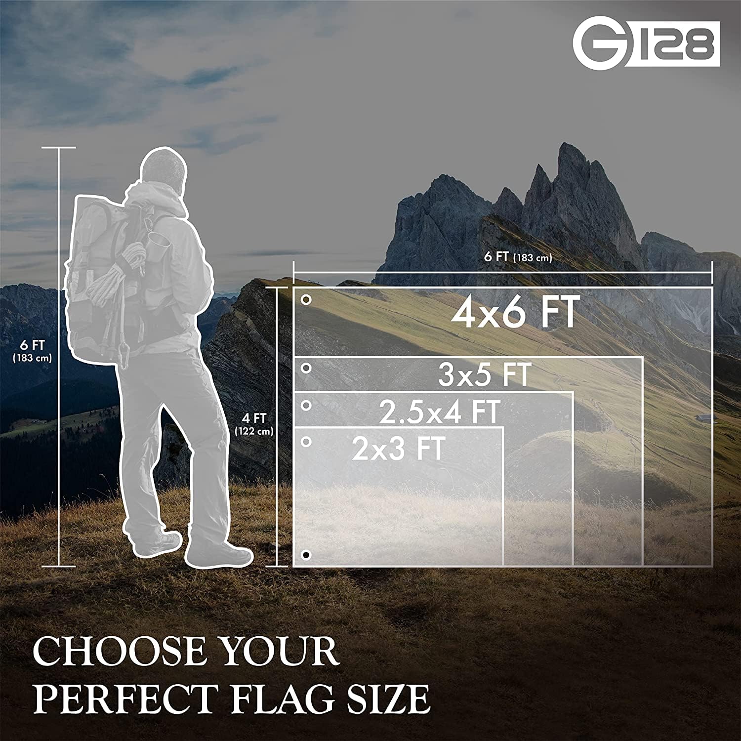 G128 3x5 Ft American USA Flag Deluxe TearProof Series, Featuring Super Tough Spun Polyester, Embroidered Stars, American Flag For Outside High Winds