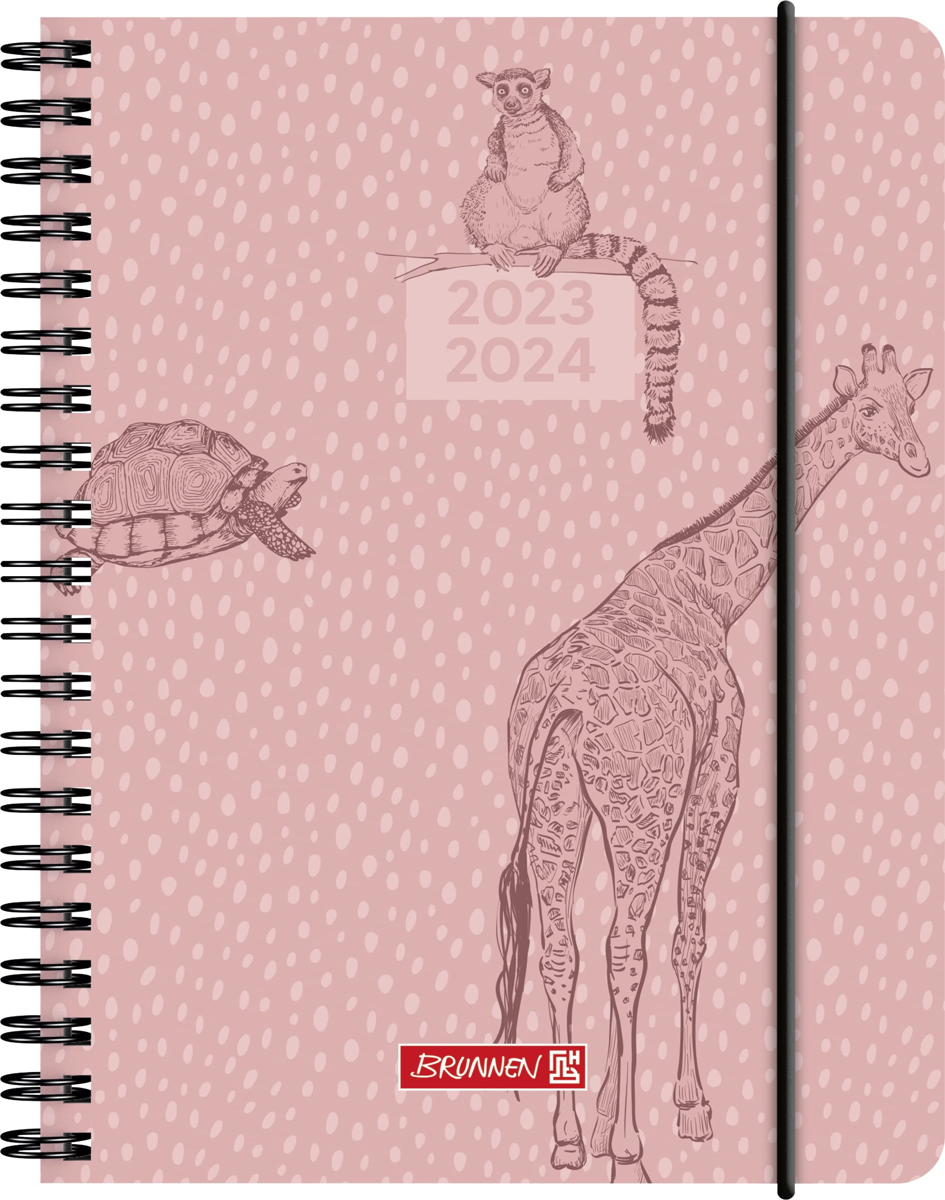 BRUNNEN School Calendar "Wild Animals" 2023/2024 2 Pages = 1 Week A6 Pink