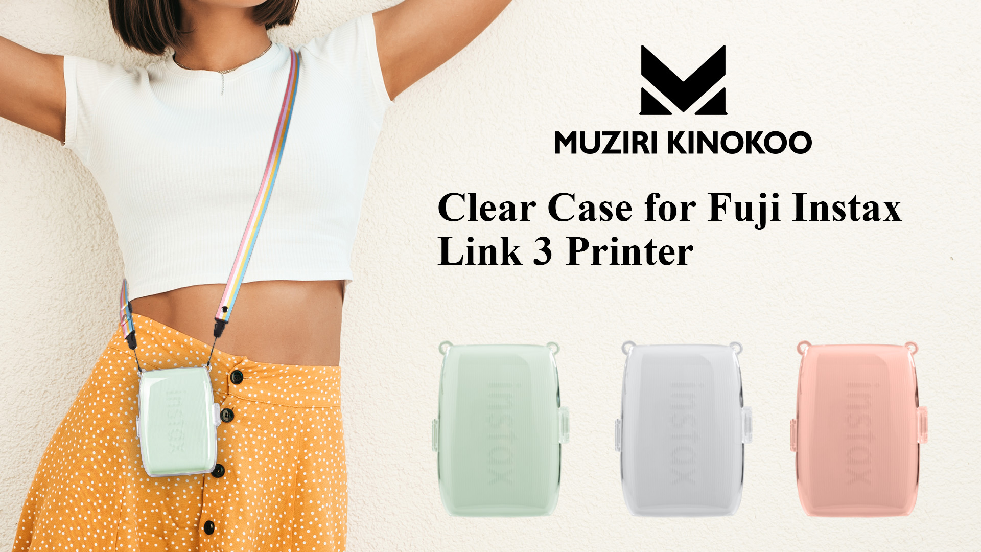 Housse Cuir PU Pour Fujifilm Instax Mini 12 - Bandoulière Réglable, Rabat Amovible - Vert