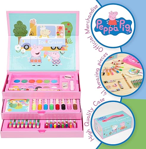 Miniatura 3 de Peppa Pig Lápices de colores, suministros de arte, kit de dibujo para niños, suministros escolares, papelería, lápices de dibujo para niñas, kit de