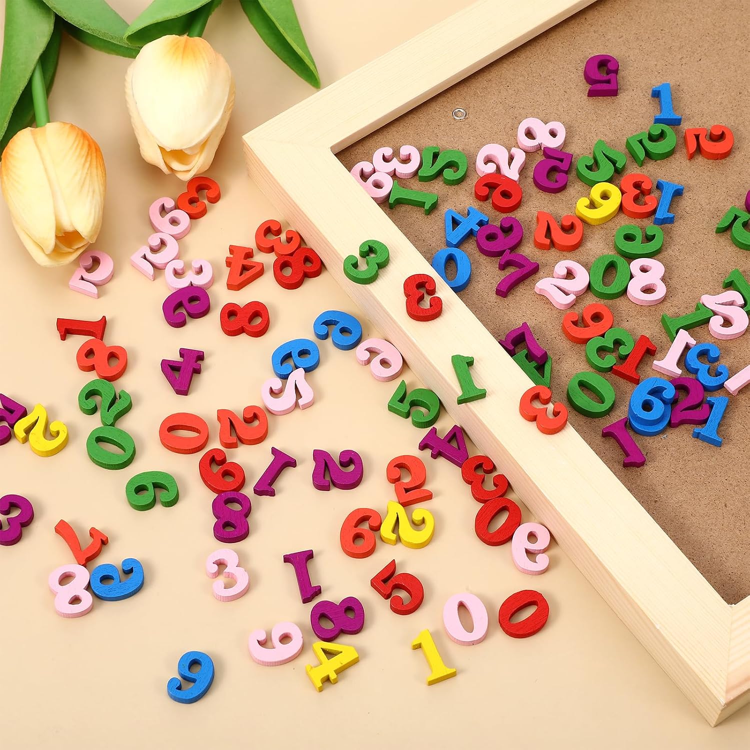 0.6 Inch 100 PCS Colorful Wooden Numbers, 0-9 Unfinished Wood Numbers Blank Wood Clock Number, Calendar Number for DIY Crafts Sorting Grid Organizer Scrapbooking Home Decorations Christmas Gifts