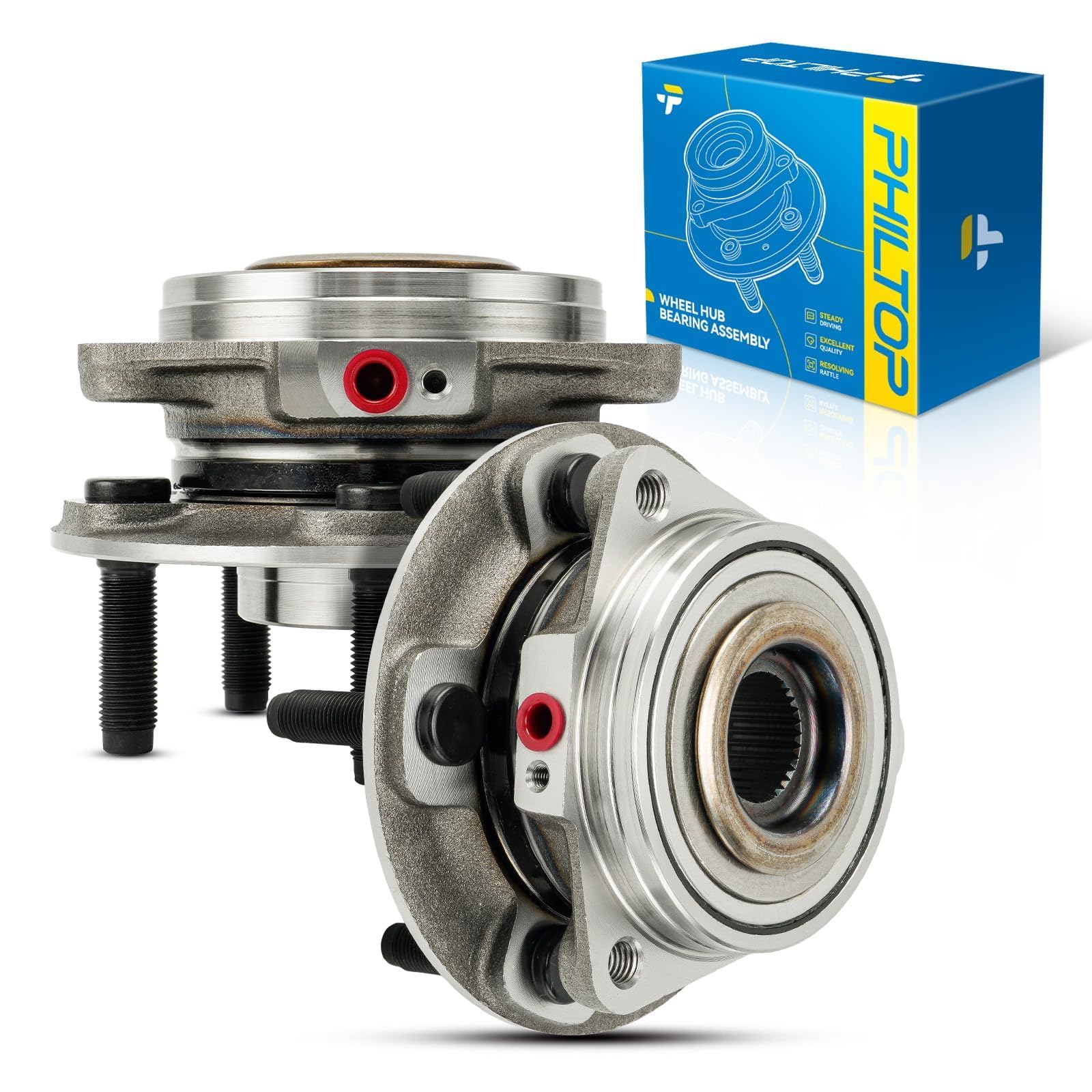 PHILTOP 513423 x2 Front Wheel Bearing Hub Assembly for Jeep Wrangler