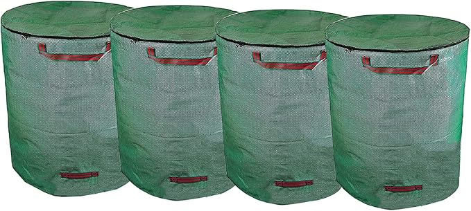 QOEOTUY Gartensack 3x 300L - Selbststehend & Wiederverwendbar Mit 4 Griffen