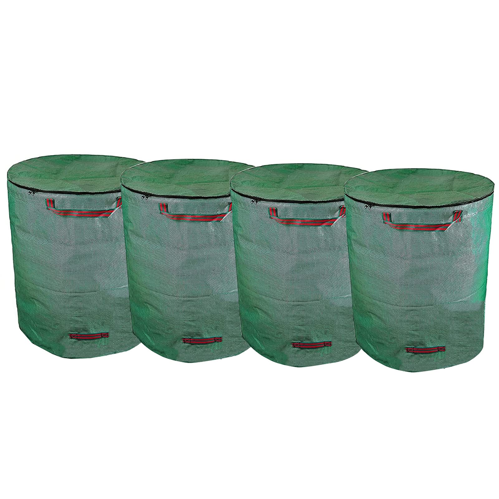 Sacs De Jardin,Sacs à Déchets De Jardin Vertsavec avec Poignées Et Couvercle Fermeture éclair Sacs Résistants Réutilisables Stable Imperméables Pliable De Jardin (120L,Lot de 4)