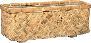 Pottery Pots Medium Nouri Bamboo Indoor Outdoor Rectangle Planter, 23.6 Inch Long, Natural Finish