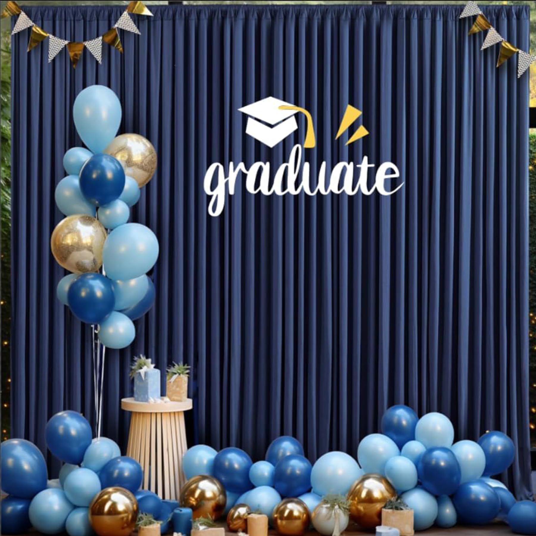 Tenda di sfondo blu marina 6×3 m, decorazione per matrimonio festa compleanno laurea anniversario parete fotografica sfondo, 4 pannelli 1,5×3 m tende marine morbide setose senza pieghe per fondali