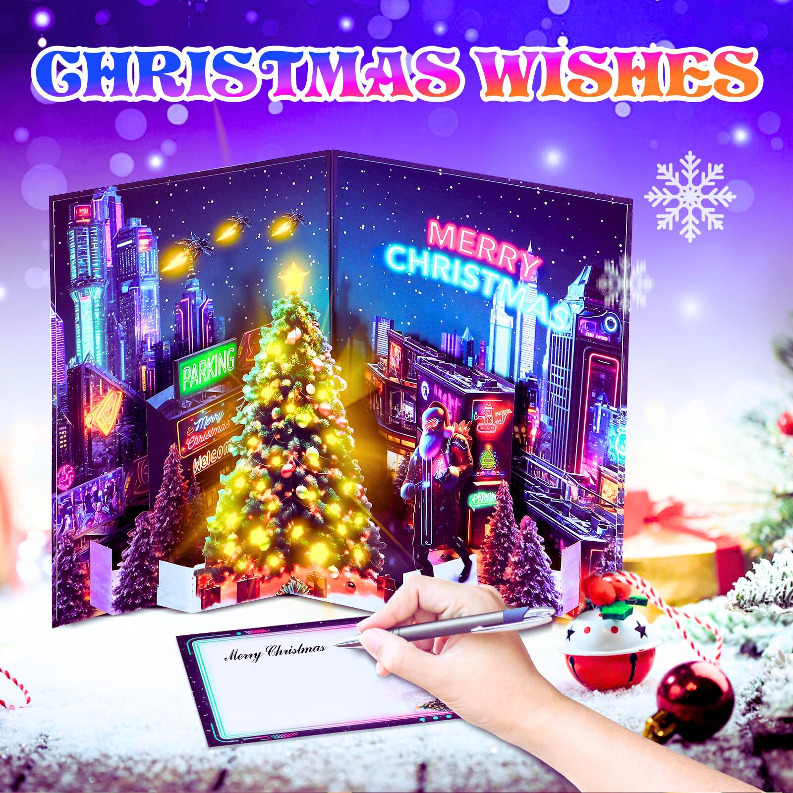 APOTODITO Tarjetas musicales de Navidad, tarjetas de Navidad únicas con música y luz, regalo Navidad, vacaciones, Año Nuevo, para mujeres, hombres, niños, familia, amigos, niños.
