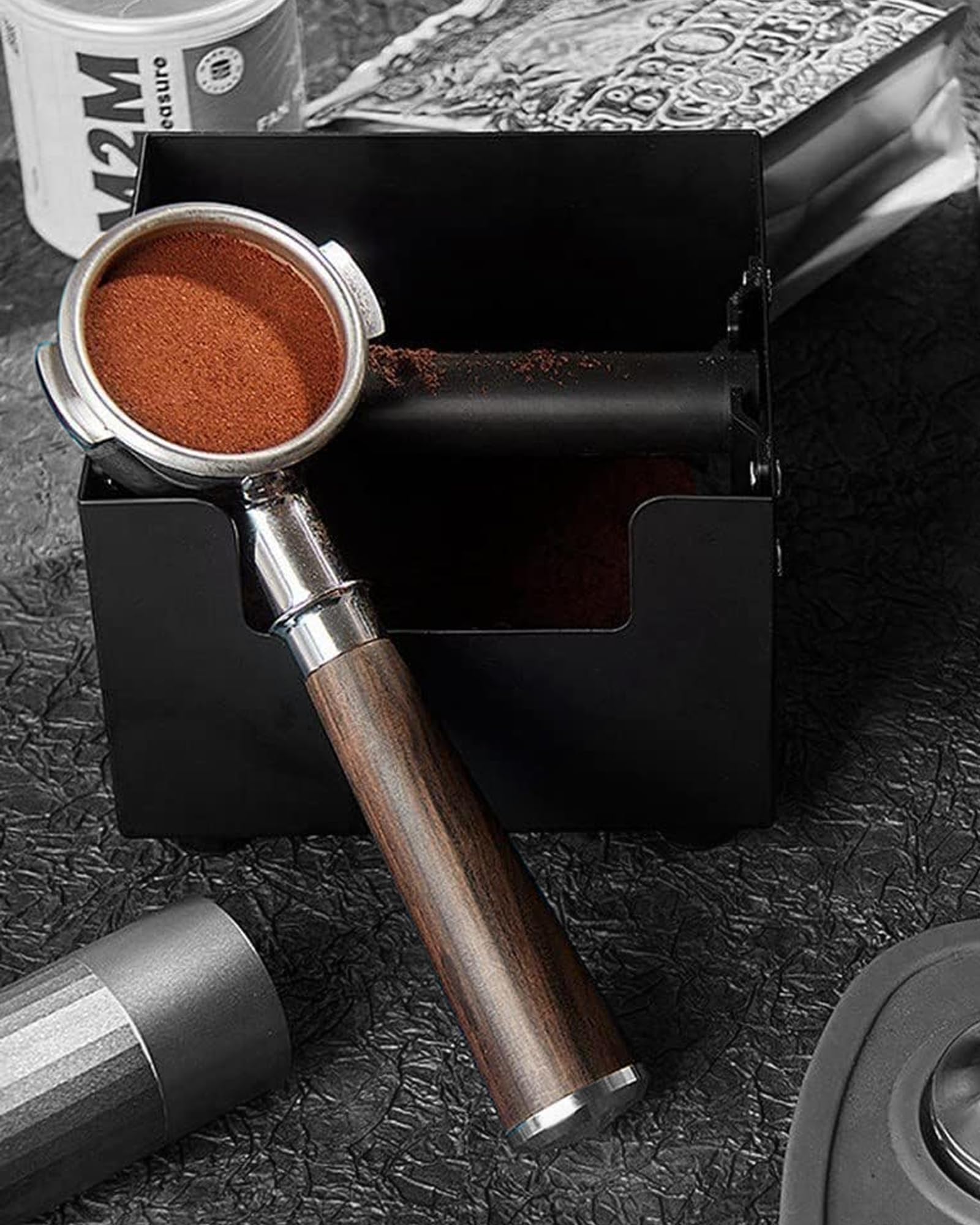 Knock Box Coffee in Acciaio Inox, Contenitore per Fondi di Caffè con Asta Rimovibile e Base Antiscivolo, Scatola Fondi di Caffè, Recipiente Fondi Caffè per Macchina da Caffè, Accessori per Baristi