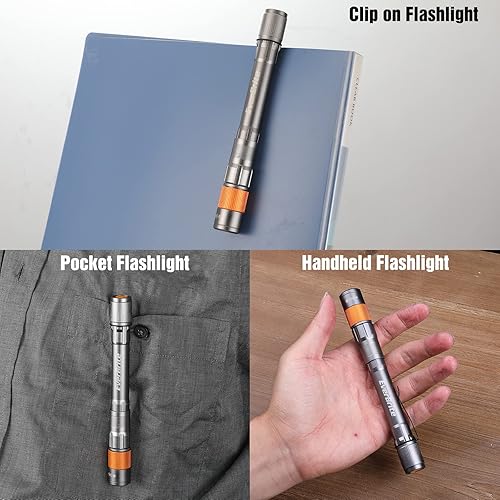 Miniatura 5 de EverBrite Luz recargable para bolígrafo, linterna EDC de 300 lúmenes, linterna LED de bolsillo con clip, función de memoria y cable USB C incluidos,