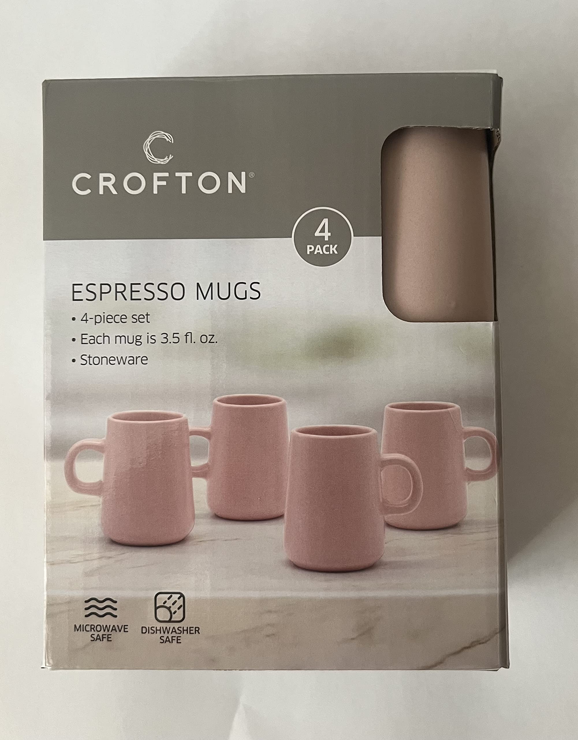 Crofton 4 Pieces Set Each Mug is 3.5 fl oz Stoneware Espresso Mugs
