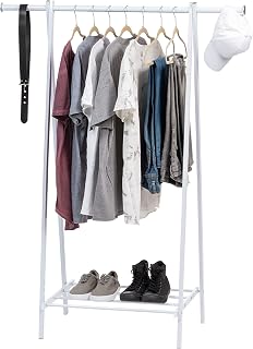 IRIS USA Clothes Rack with Shelf, Garment Storage, White | Adds storage space for clothing, shoes, and accessories with an open design