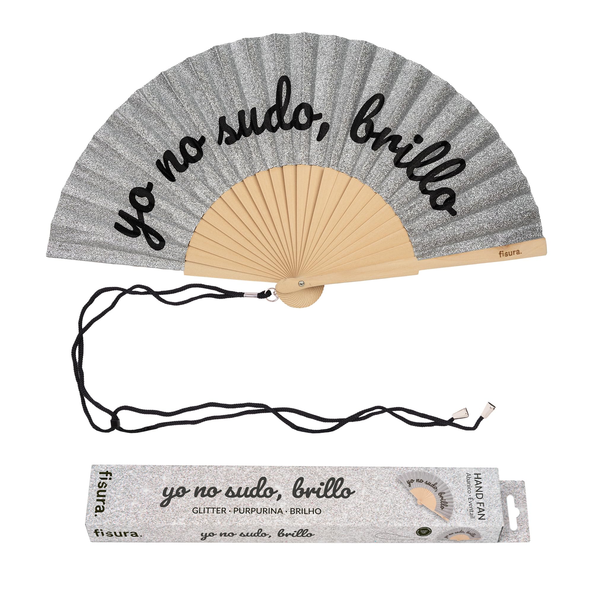 Fisura – Abanico Original con Mensaje “La Vida es Bella”. Abanico de Madera Moderno y Colorido. Ventilador de Mano Amarillo de Rayas. Colgador Incluido. Idea de Regalo Divertida. 42,5 x 23 cm — view 29