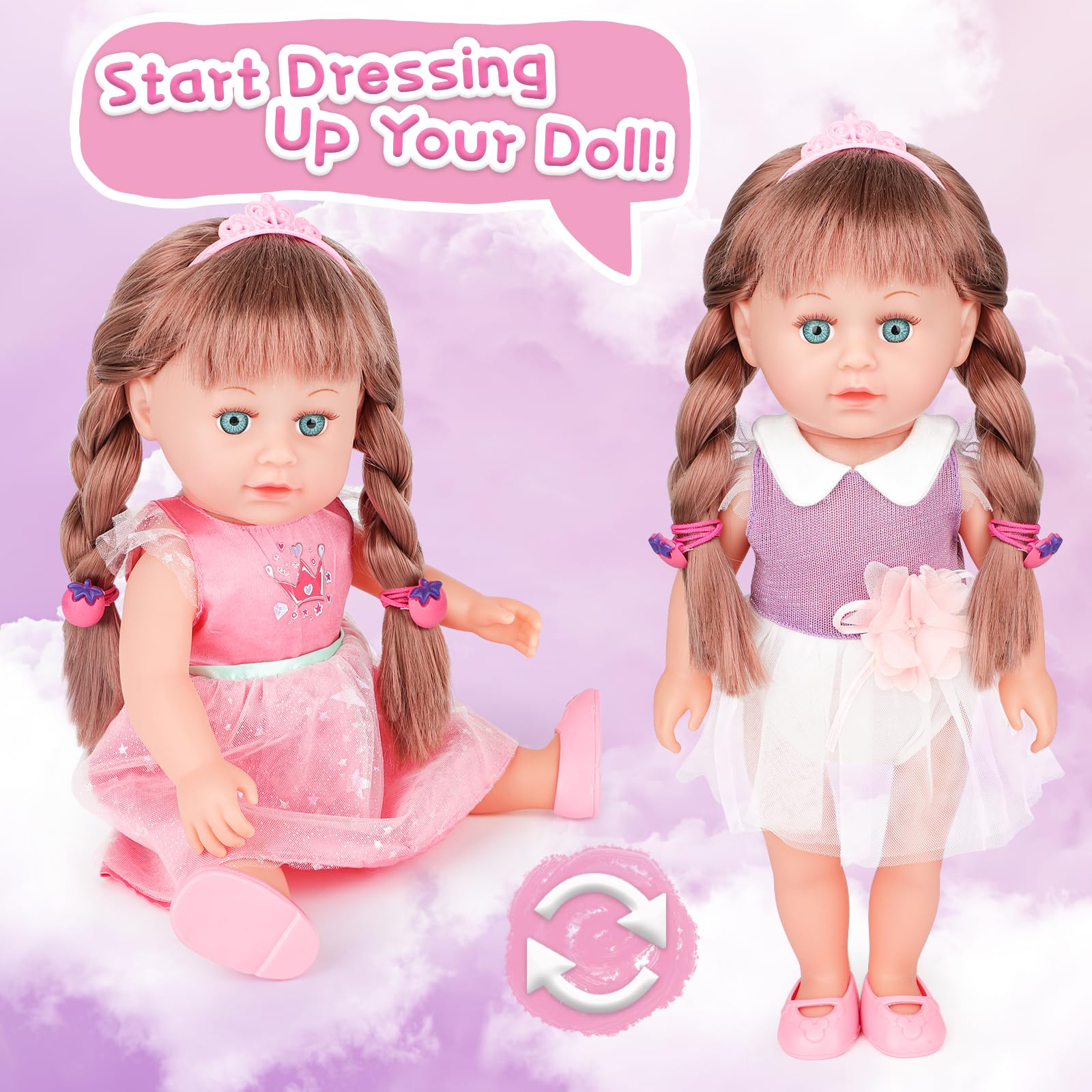 Muñeca Diana Y Roma DeAO Muu00f1eca Con El Pelo Rosa, 36cm