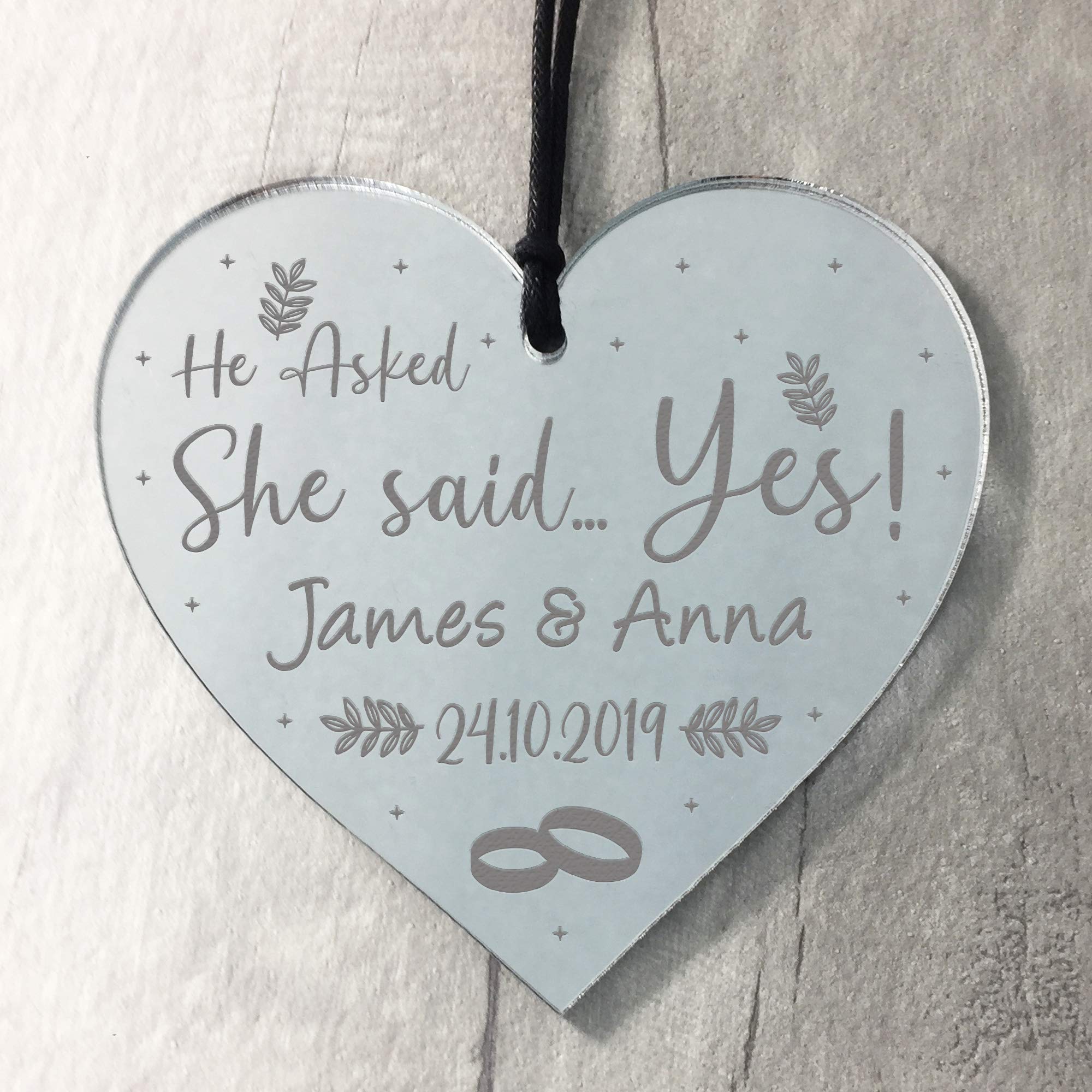 Handmade Hanging Heart Engagement Gift For Couples Personalised Gift For Him Or Her