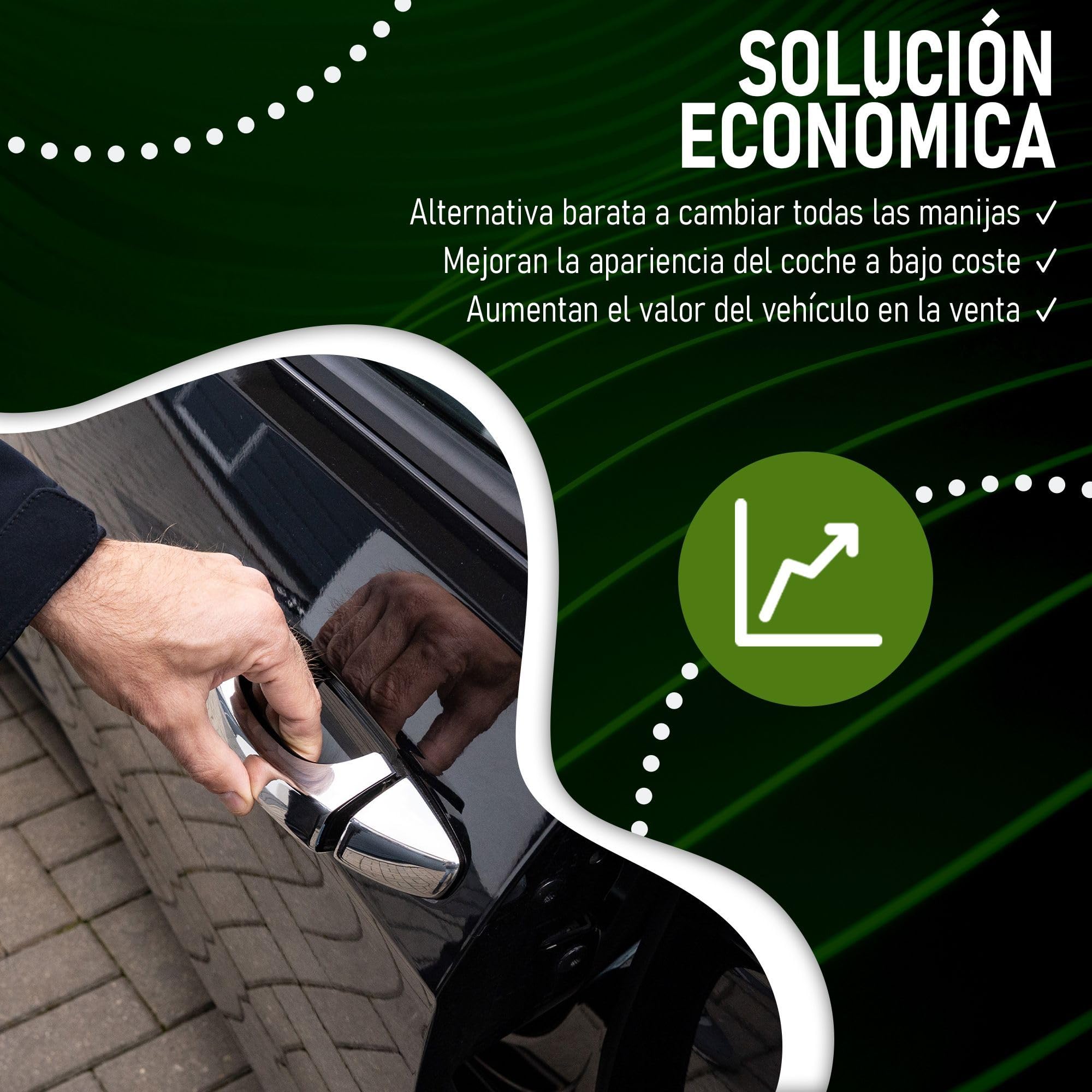 CHROMEMASTER | Cubiertas para Manillas Exteriores de Puerta Compatibles con SEAT Ibiza Hatchback 3D 2002-2009 | Acero inoxidable; Color: Cromo; Protección y Nuevo Look para Tus Manillas; Juego: 4 uds.