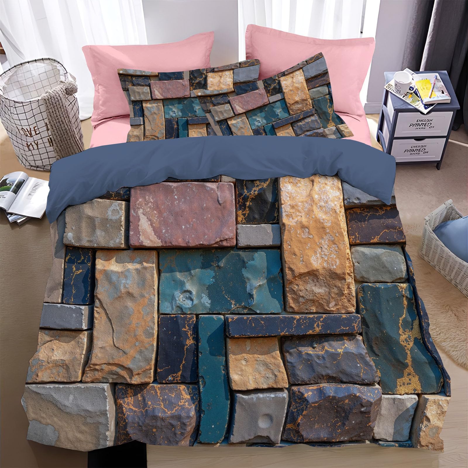 Parure de lit douce microfibre avec fermeture éclair pour lit adulte 220x240