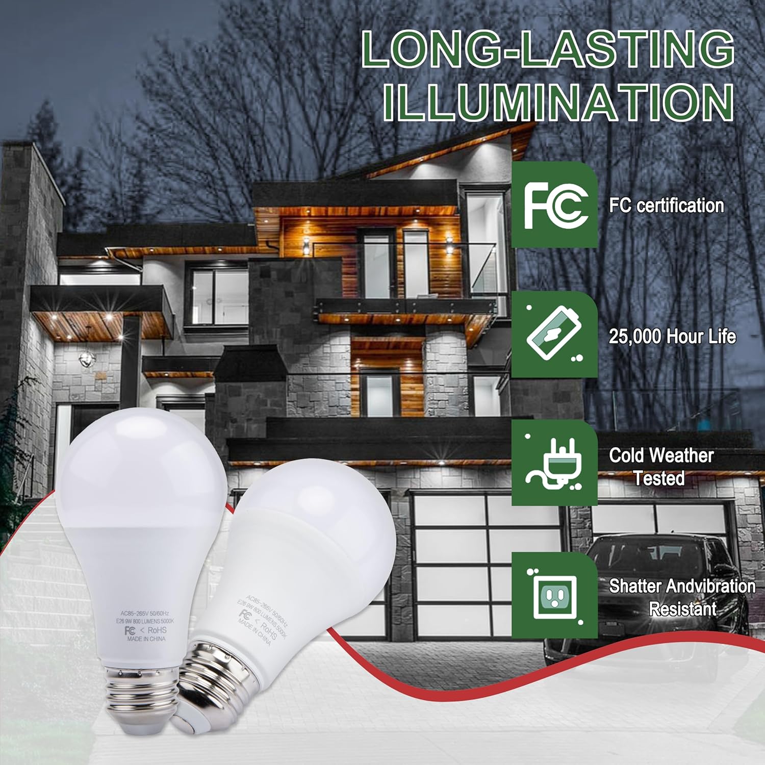 2-Pack Universal Garage Door Opener LED Light Bulb,5000K Daylight,Compatible with All Garage Door Opener Brands Such as Genie, Chamberlain, Craftsman and LiftMaster Operators