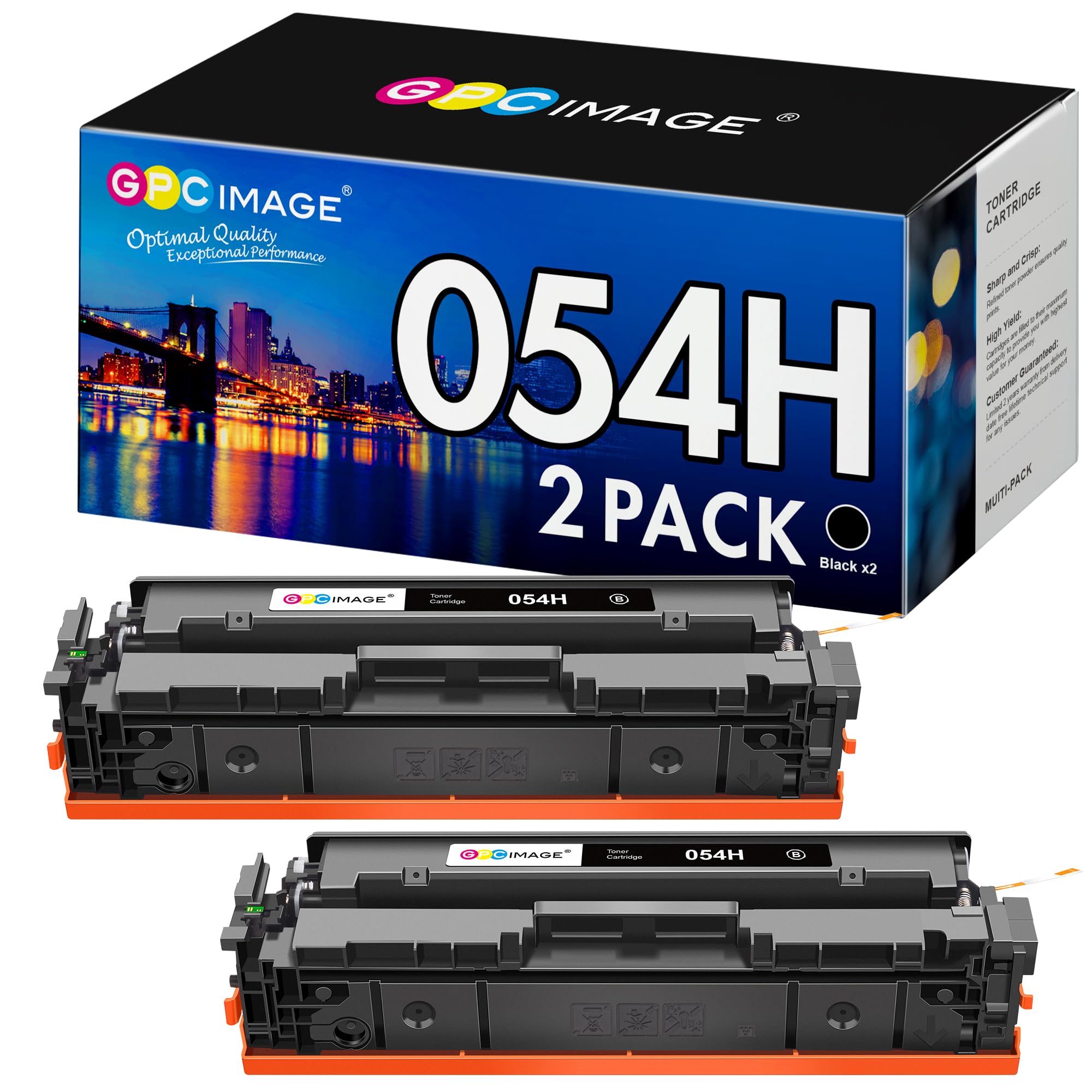 GPC Image Compatible Toner Cartridge Replacement for Canon 054H 054 CRG-054 to use with Canon Color ImageCLASS MF644Cdw MF642Cdw LBP622Cdw MF641Cw Toner Printer Tray (2 Black)