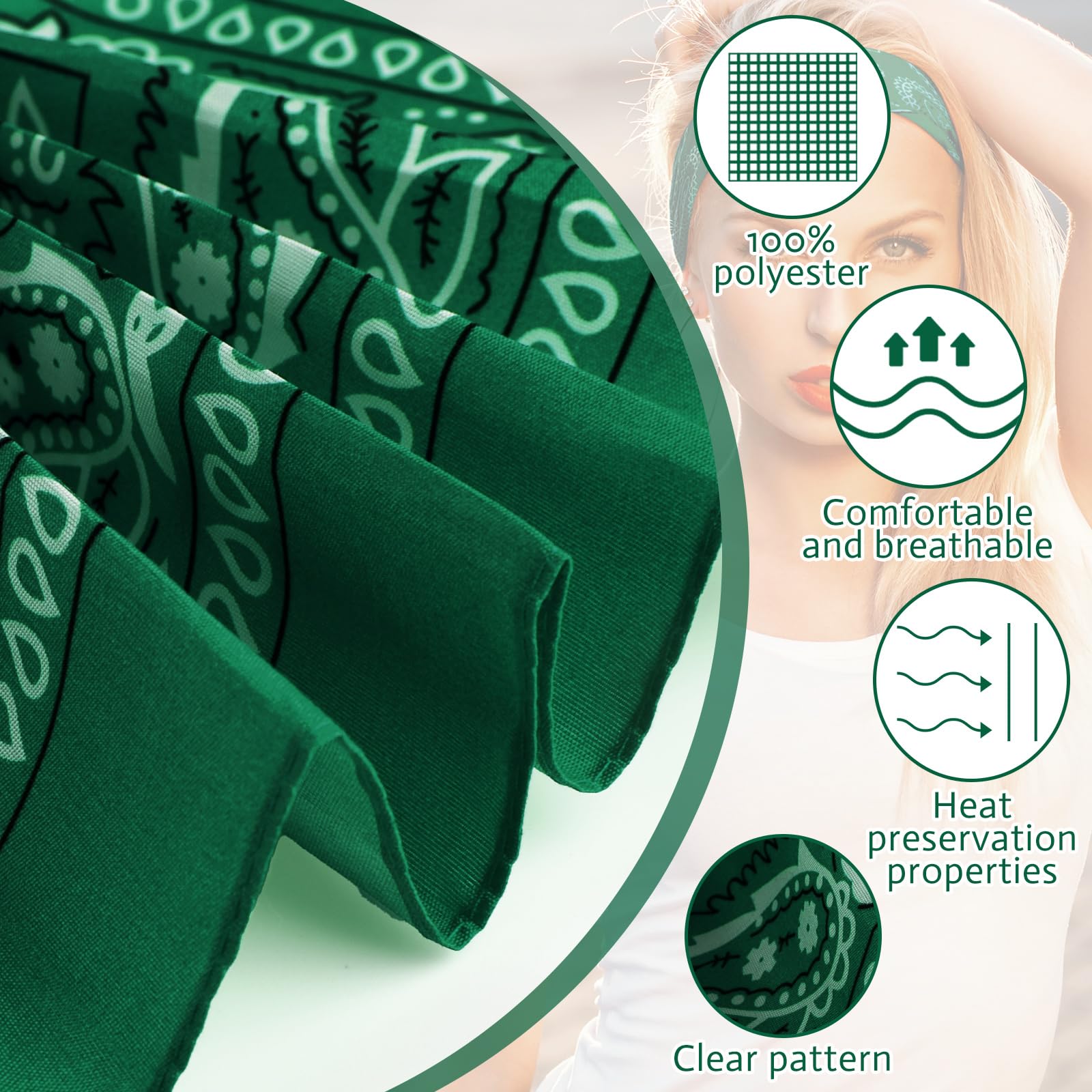 PLULON Bandanas Bulk Paisley Pattern for Women Men, Head Scarf Cowboy Bandana Neon Handkerchiefs Cycling Face Mask Boy Girls