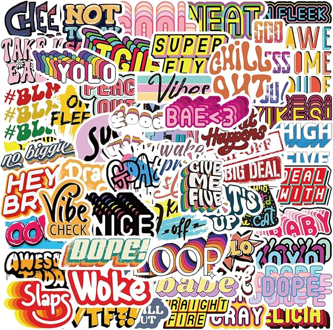 55 PCS Funny Word Stickers,Slang Stickers,Funny Stickers for Adults,Cool Stickers